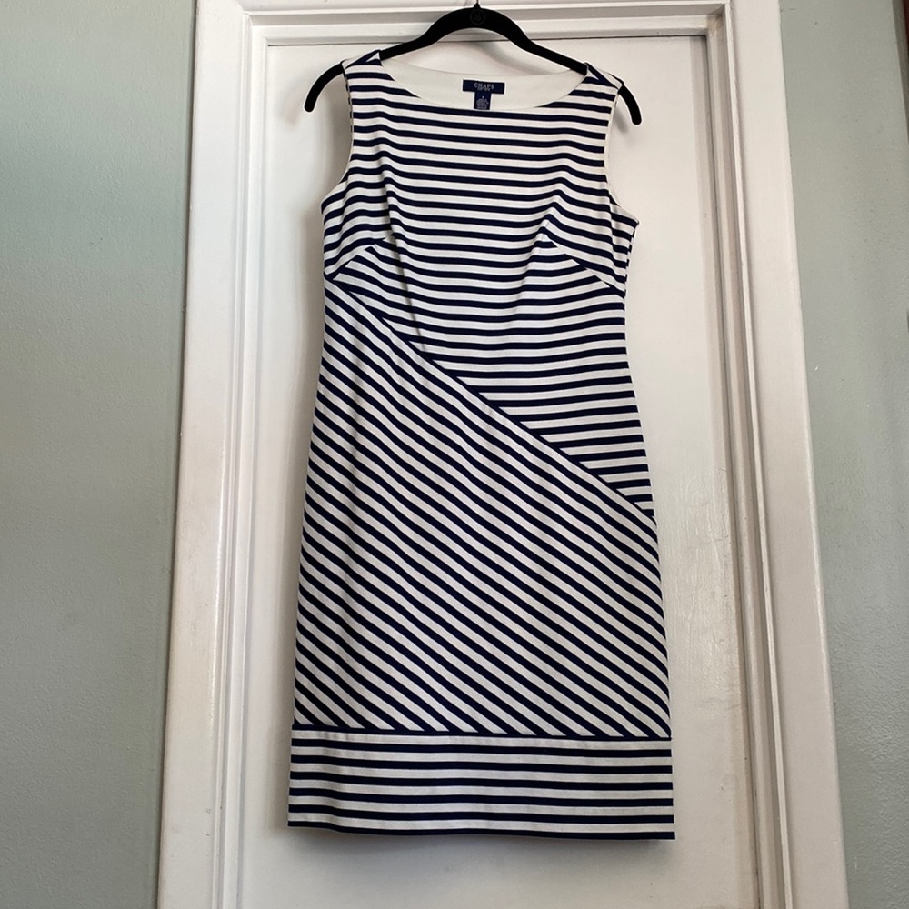 Chaps Navy & White stripe dress size 6 Gently Used